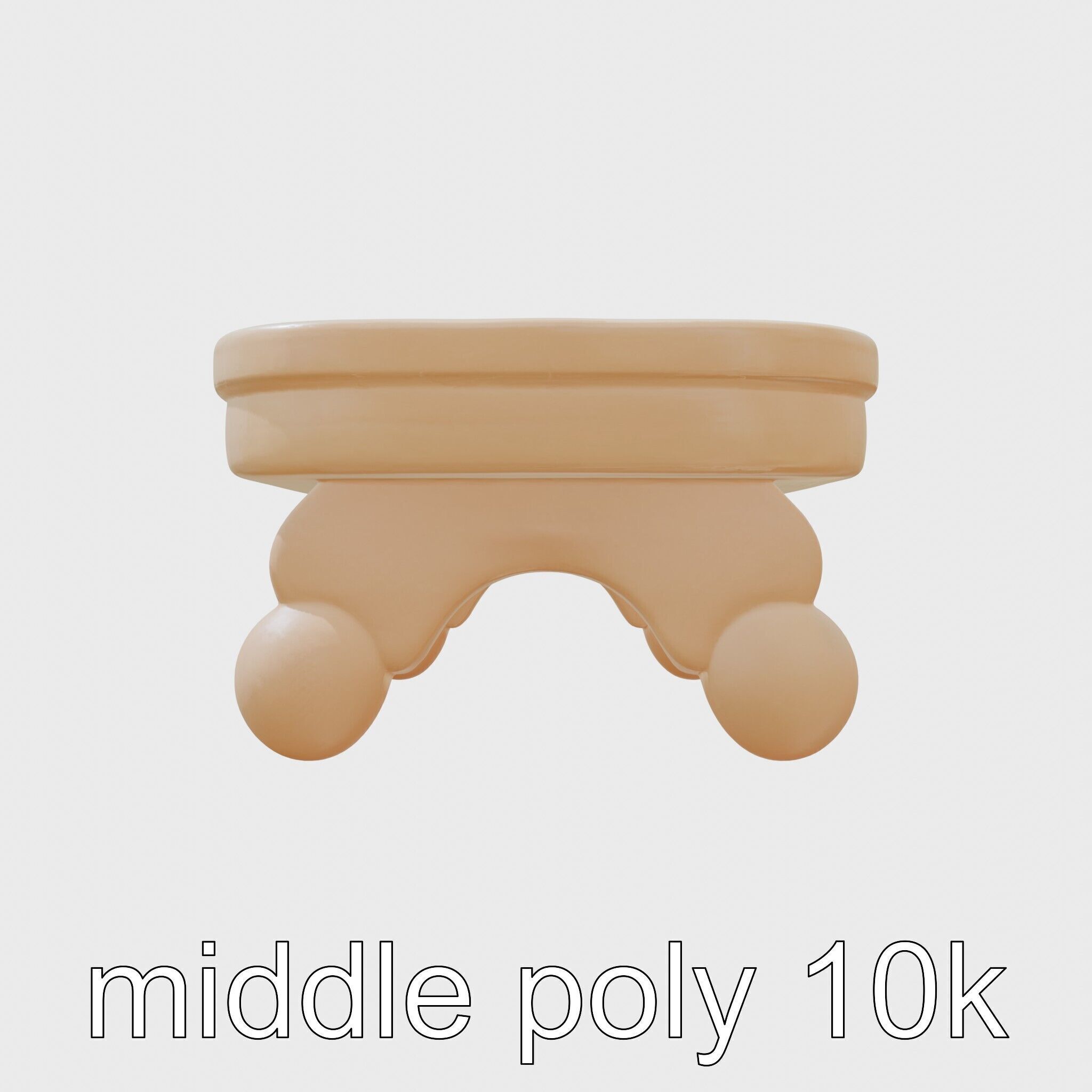 Clay Coffee Table Rounded Legs Model for Living Room Low-poly 3D model_28