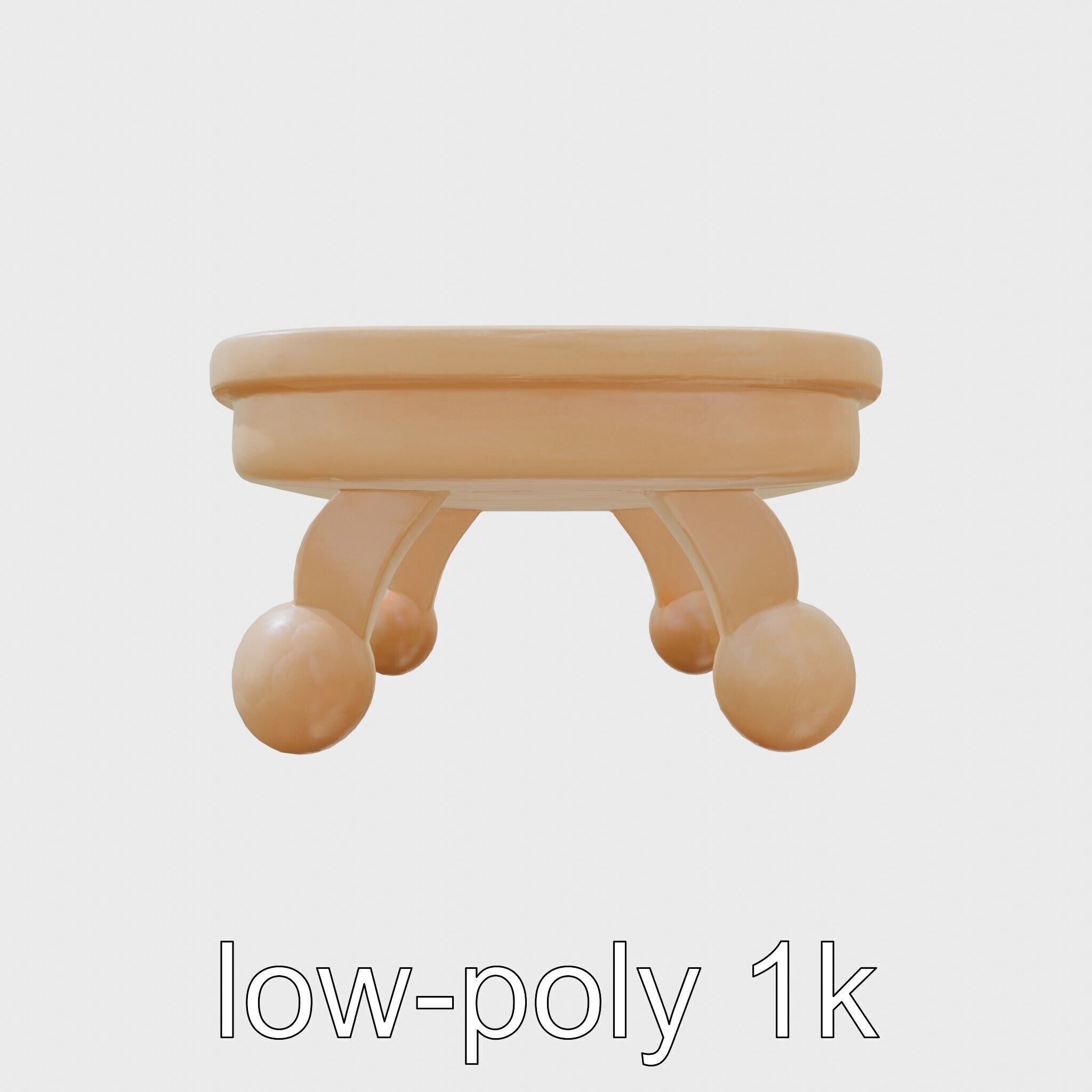 Clay Coffee Table Rounded Legs Model for Living Room Low-poly 3D model_5