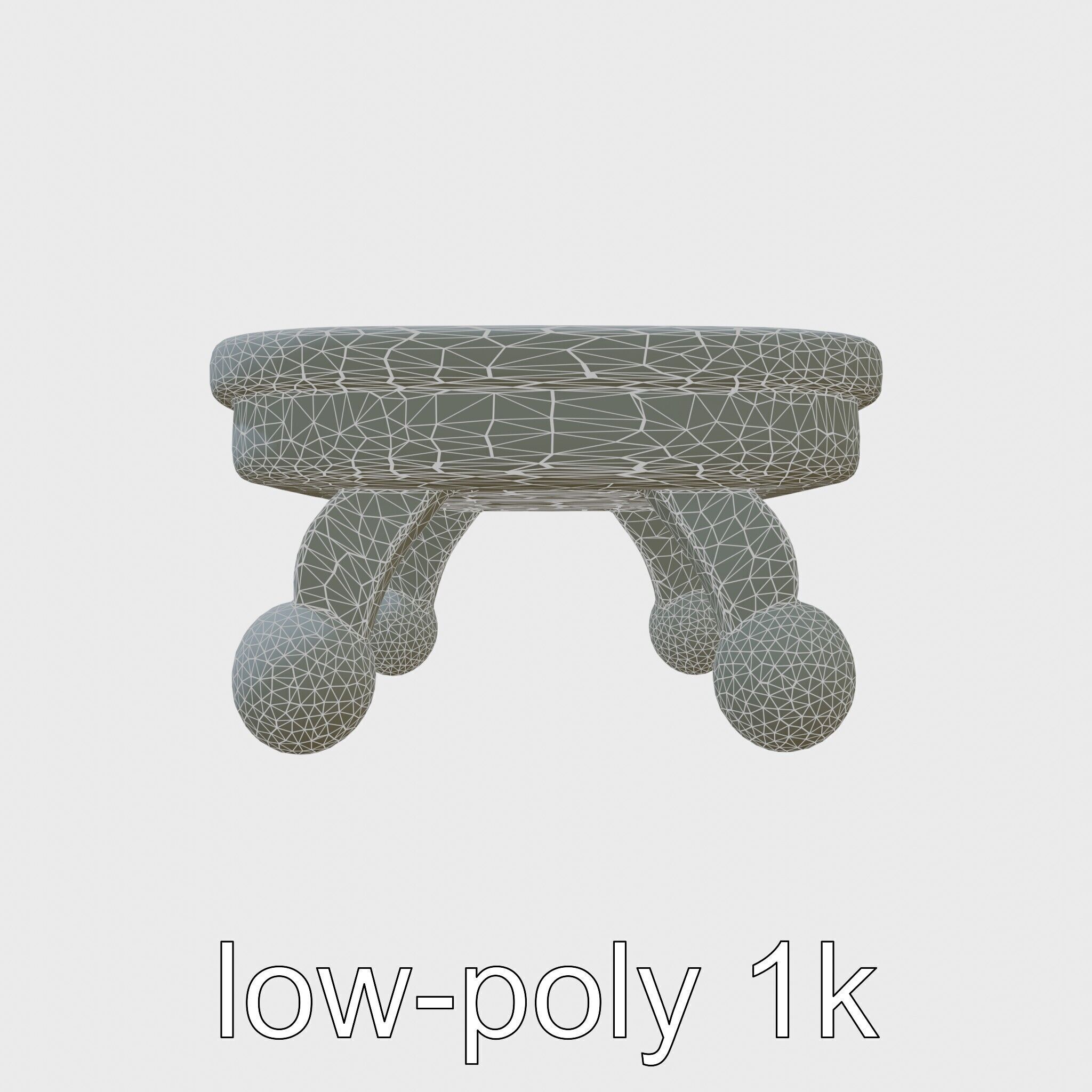 Clay Coffee Table Rounded Legs Model for Living Room Low-poly 3D model_12