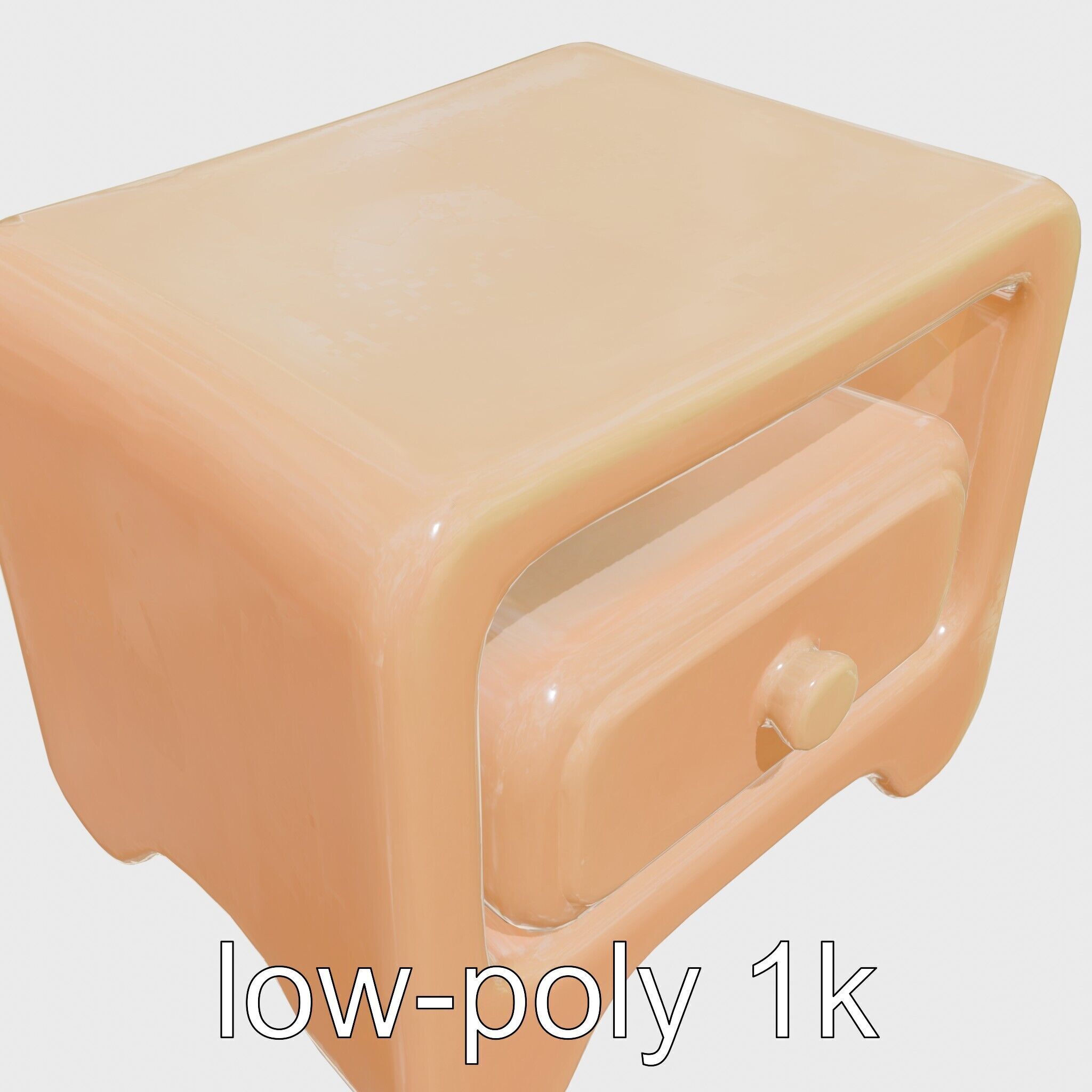 Playful Miniature Curved-Edge Nightstand 3D Model Low-poly 3D model_4