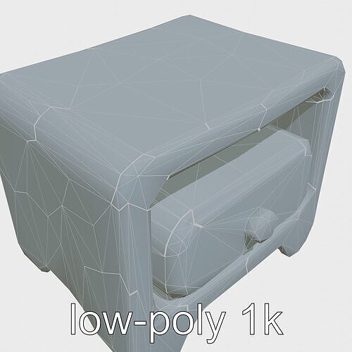 Playful Miniature Curved-Edge Nightstand 3D Model Low-poly 3D model