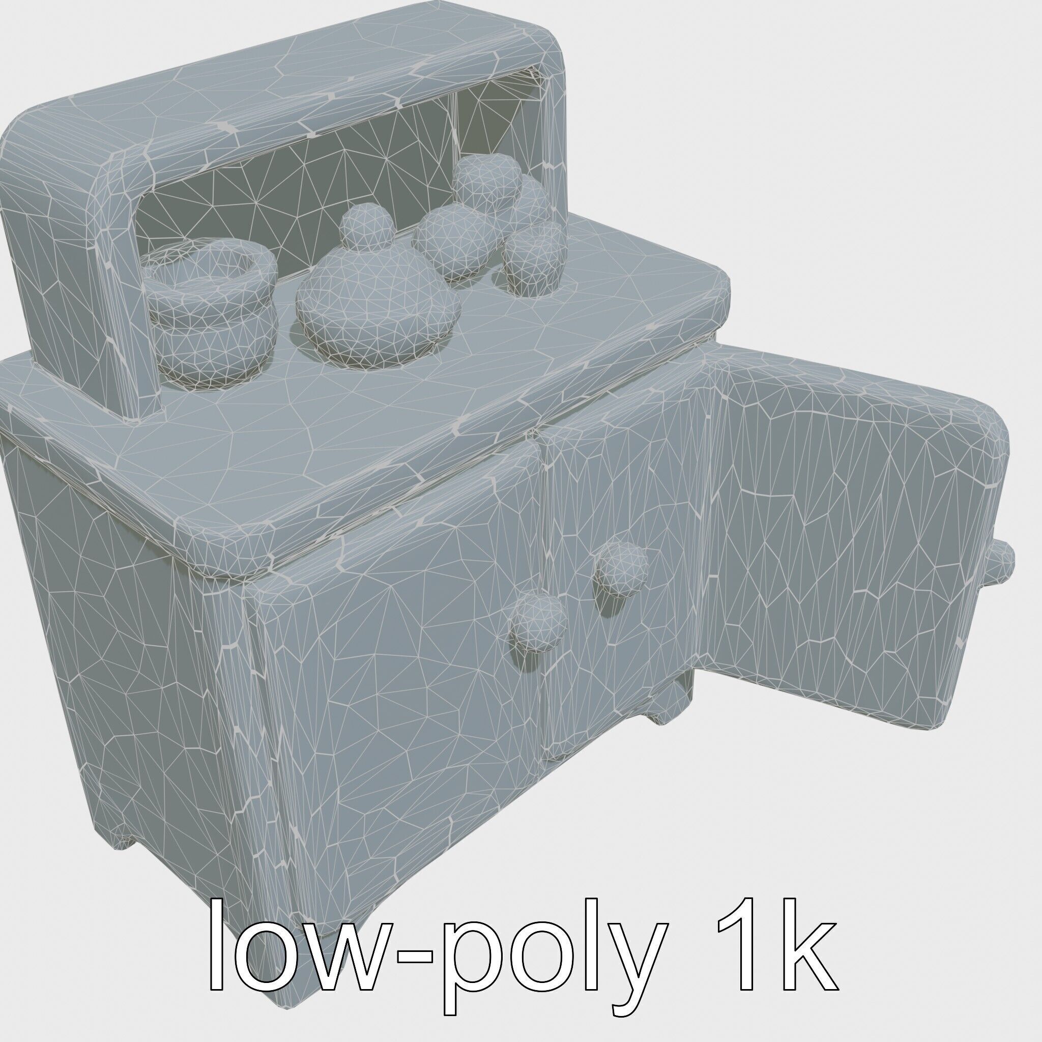 Playful Kitchen Cabinet with Rounded Doors Low-poly 3D model_7