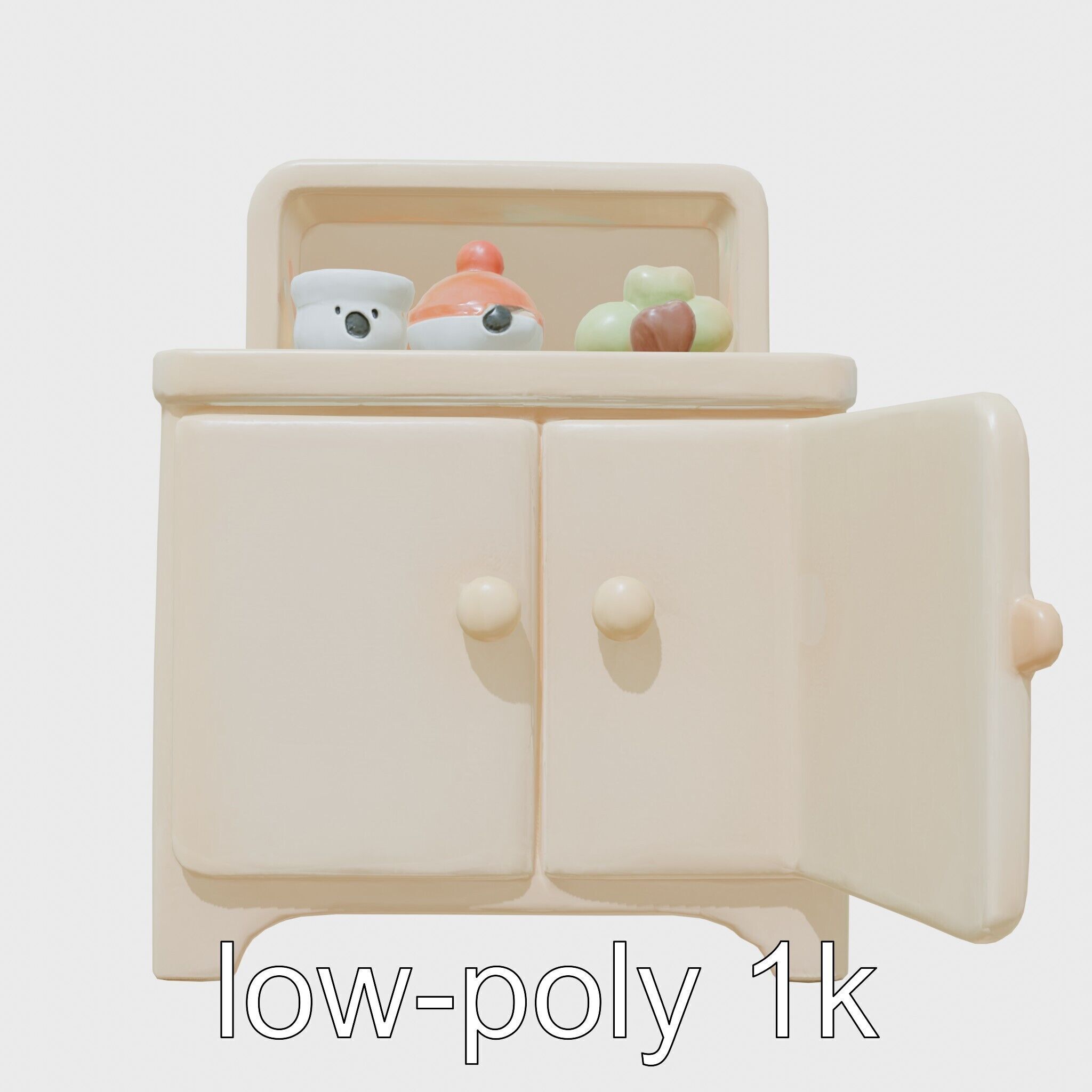 Playful Kitchen Cabinet with Rounded Doors Low-poly 3D model_14