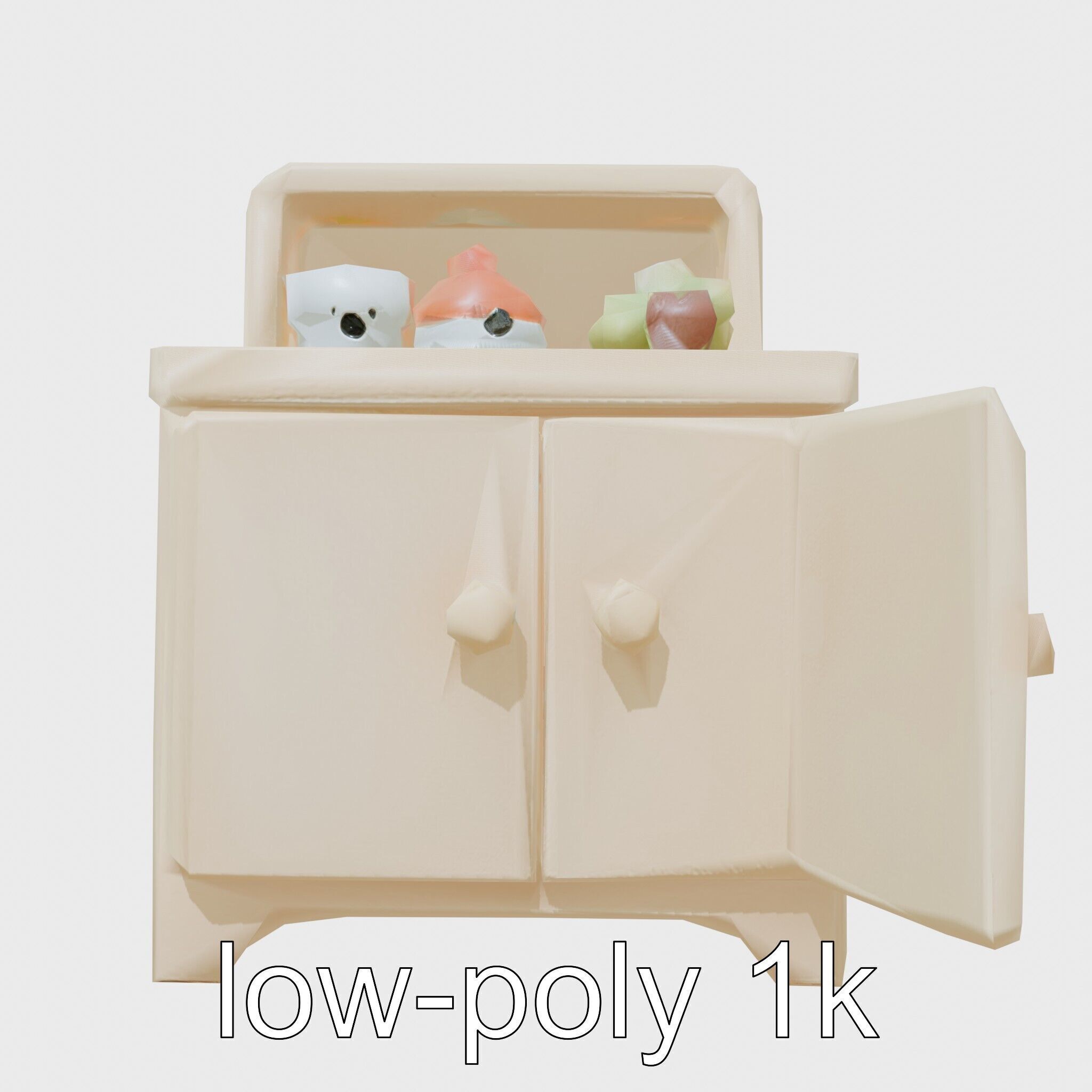 Playful Kitchen Cabinet with Rounded Doors Low-poly 3D model_15