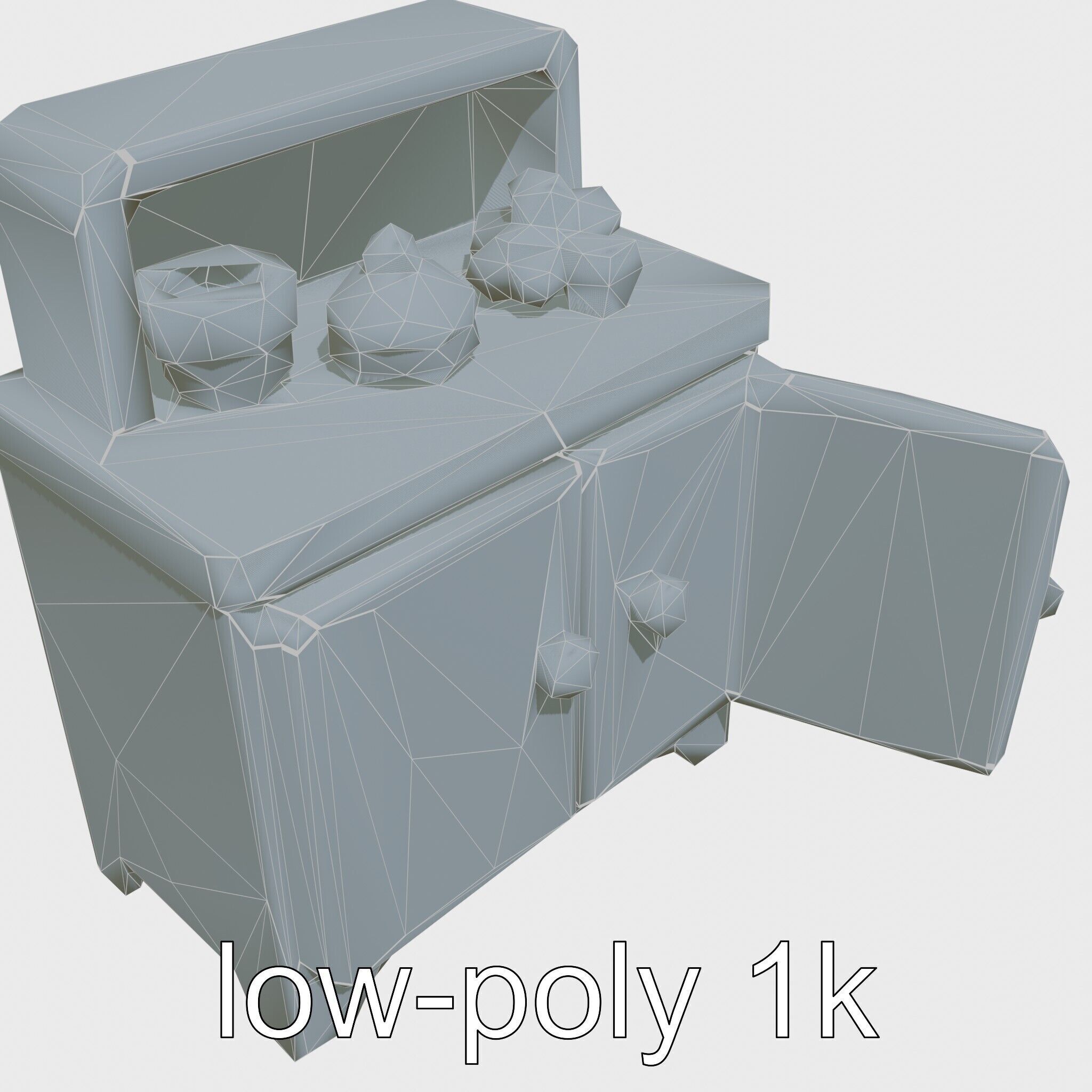 Playful Kitchen Cabinet with Rounded Doors Low-poly 3D model_12