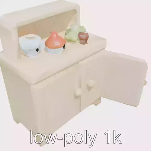 Playful Kitchen Cabinet with Rounded Doors Low-poly 3D model