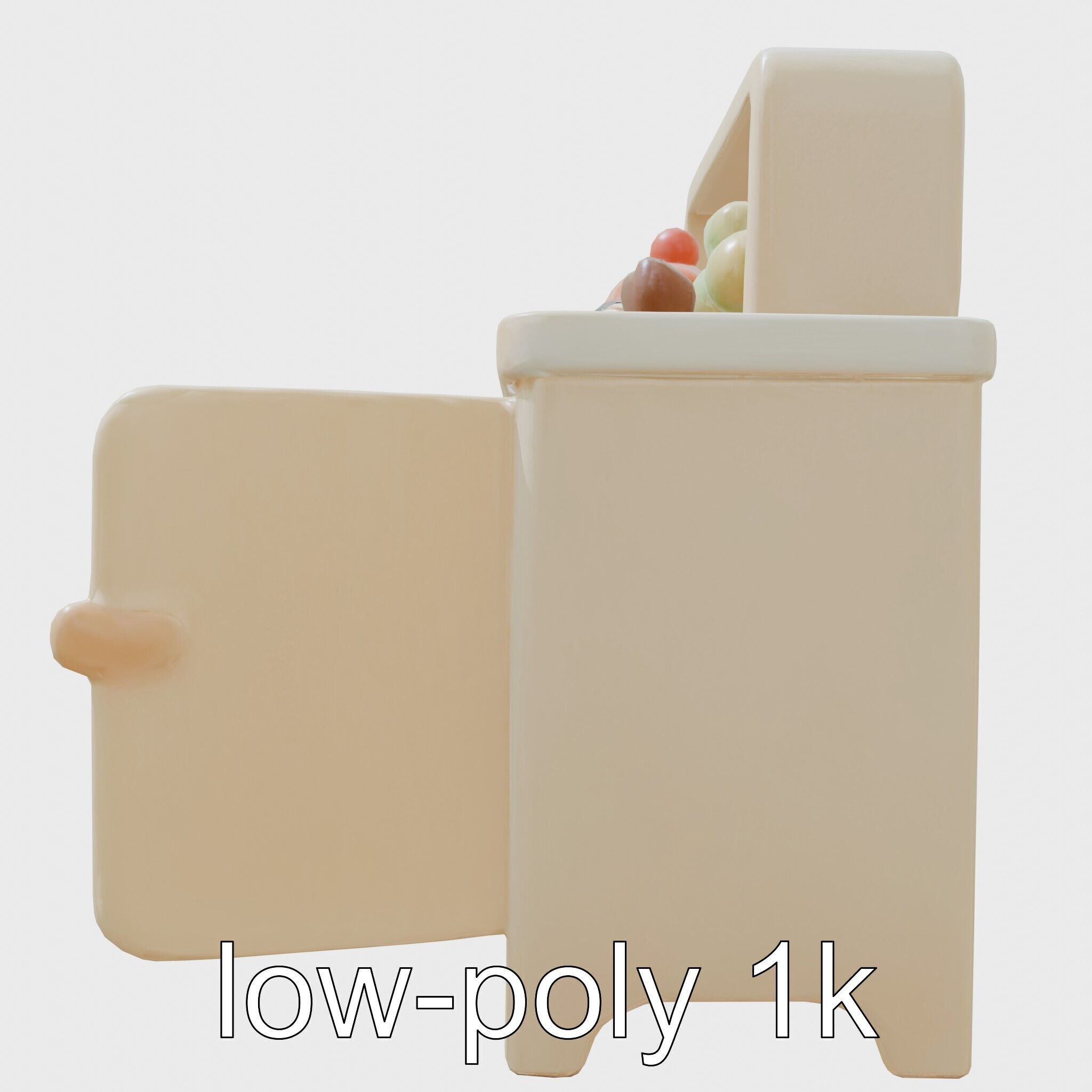 Playful Kitchen Cabinet with Rounded Doors Low-poly 3D model_5