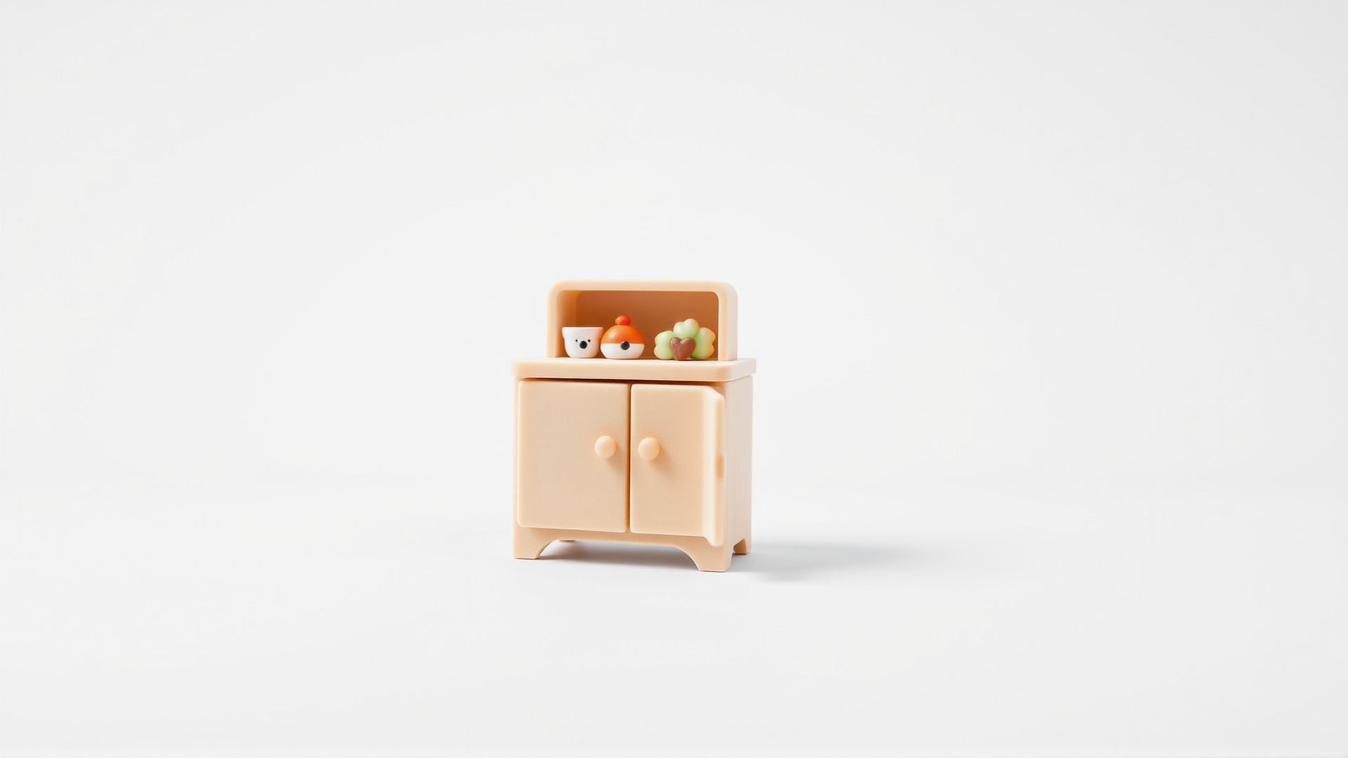 Playful Kitchen Cabinet with Rounded Doors Low-poly 3D model_1