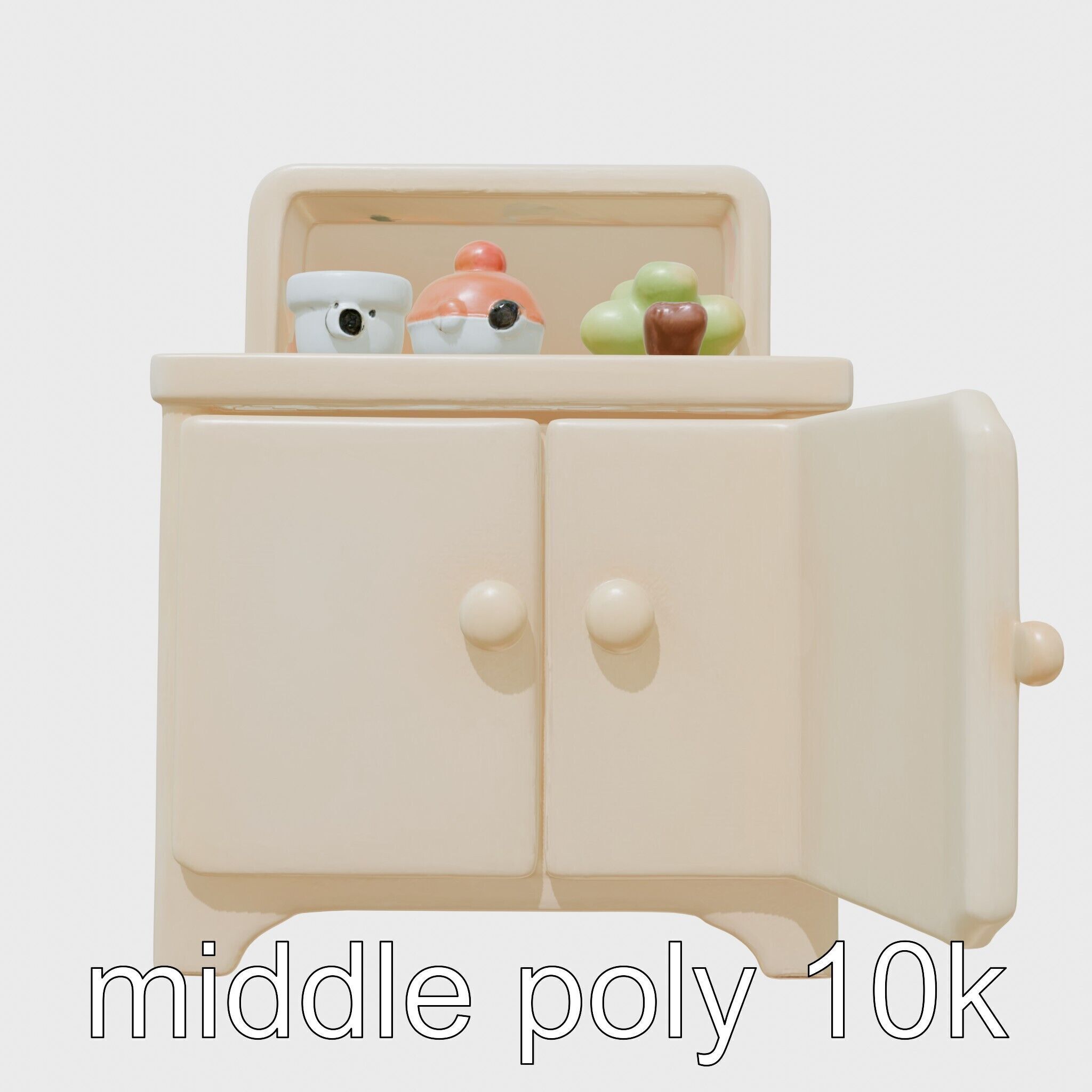 Playful Kitchen Cabinet with Rounded Doors Low-poly 3D model_11