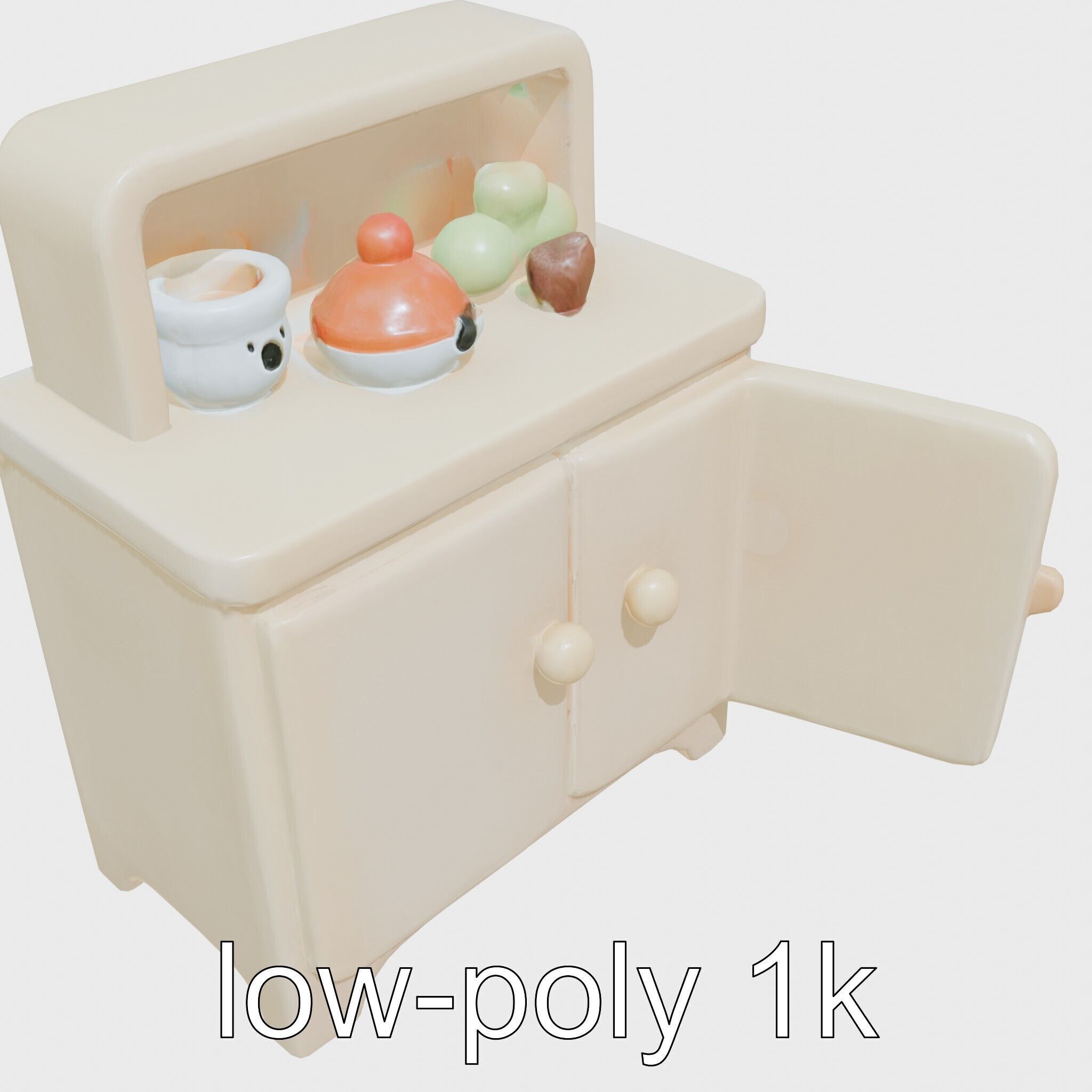 Playful Kitchen Cabinet with Rounded Doors Low-poly 3D model_27