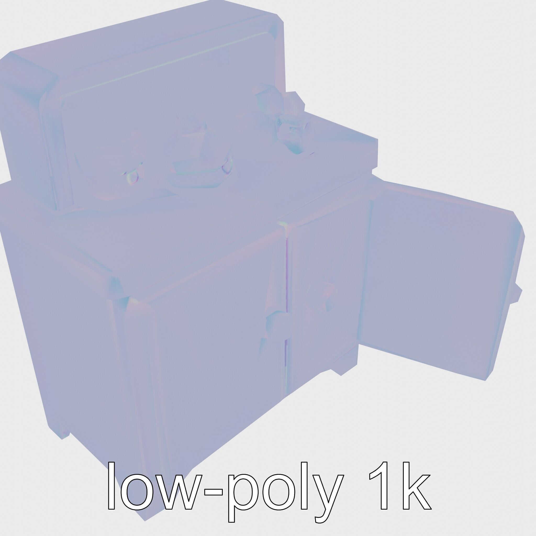 Playful Kitchen Cabinet with Rounded Doors Low-poly 3D model_24