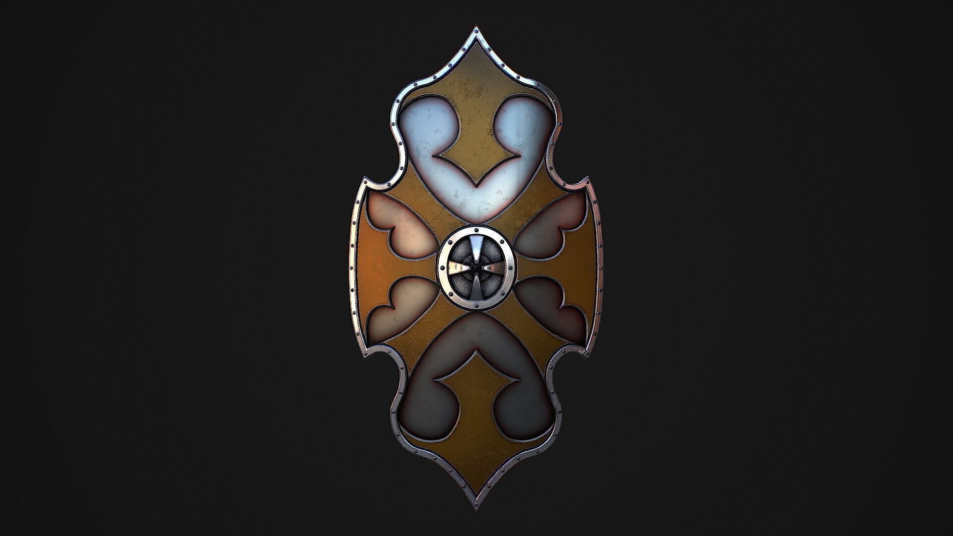 Fantasy Shield 4 Low-poly 3D model_3
