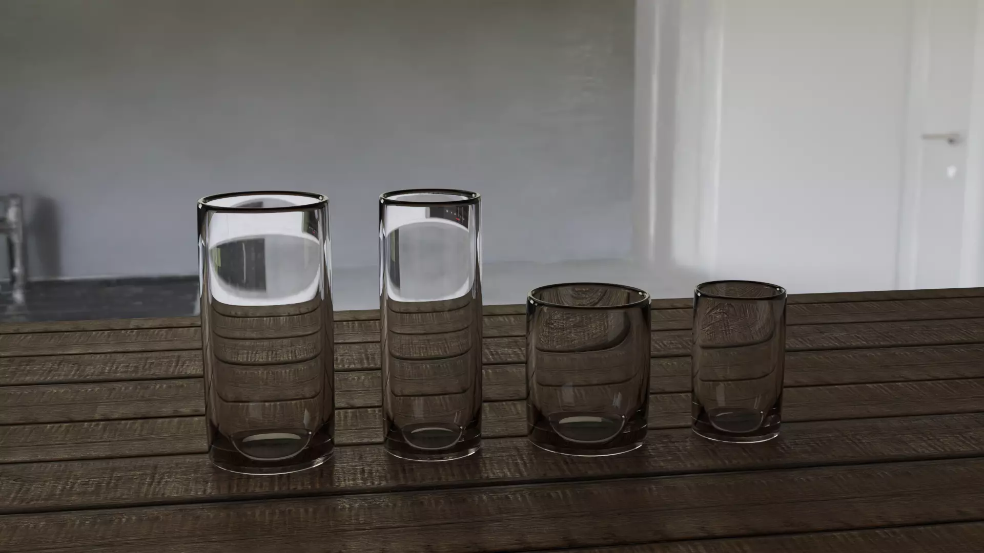 4 Glass Cups Collection - High Poly PBR 3D model_0