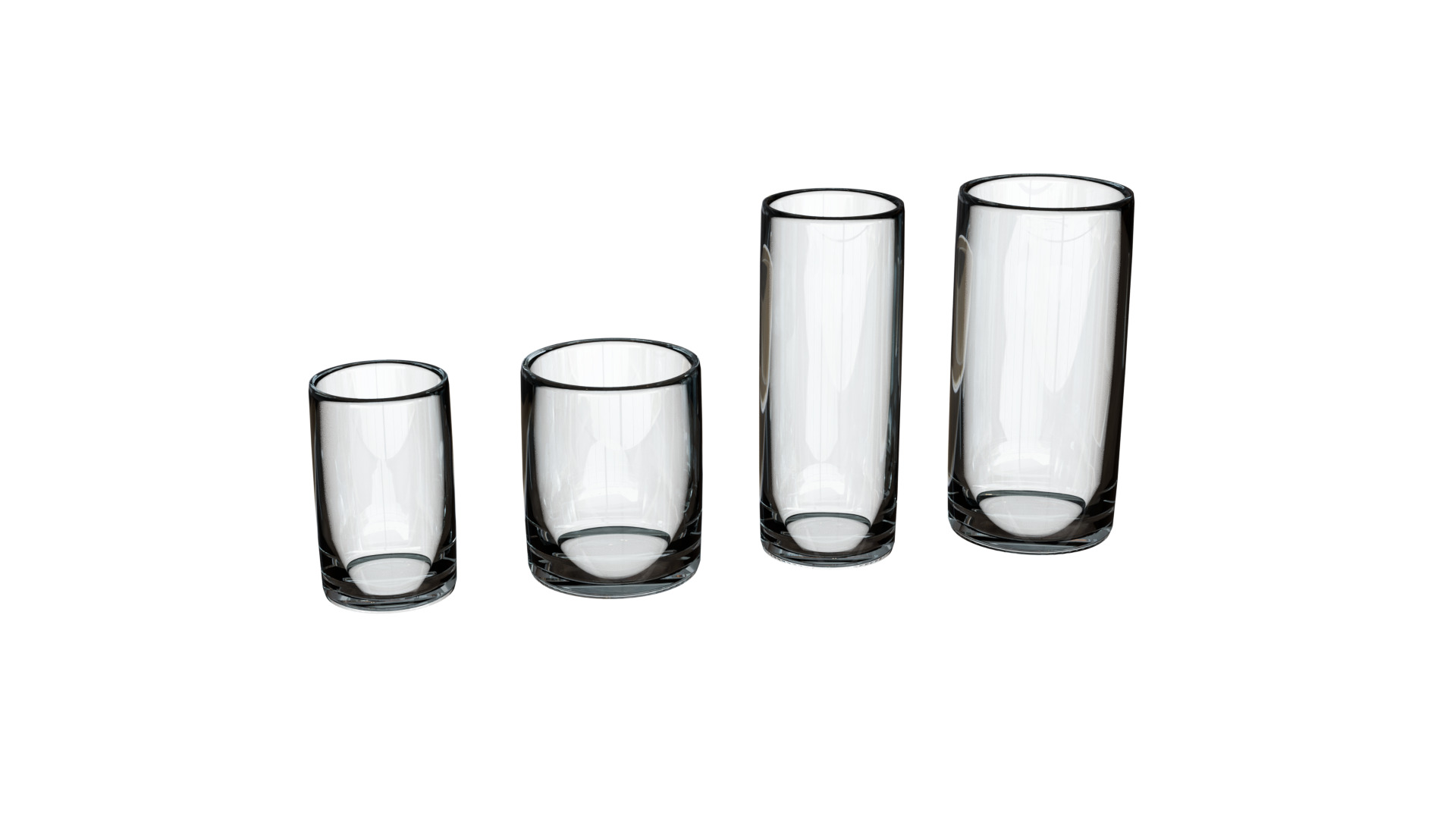 4 Glass Cups Collection - High Poly PBR 3D model_4