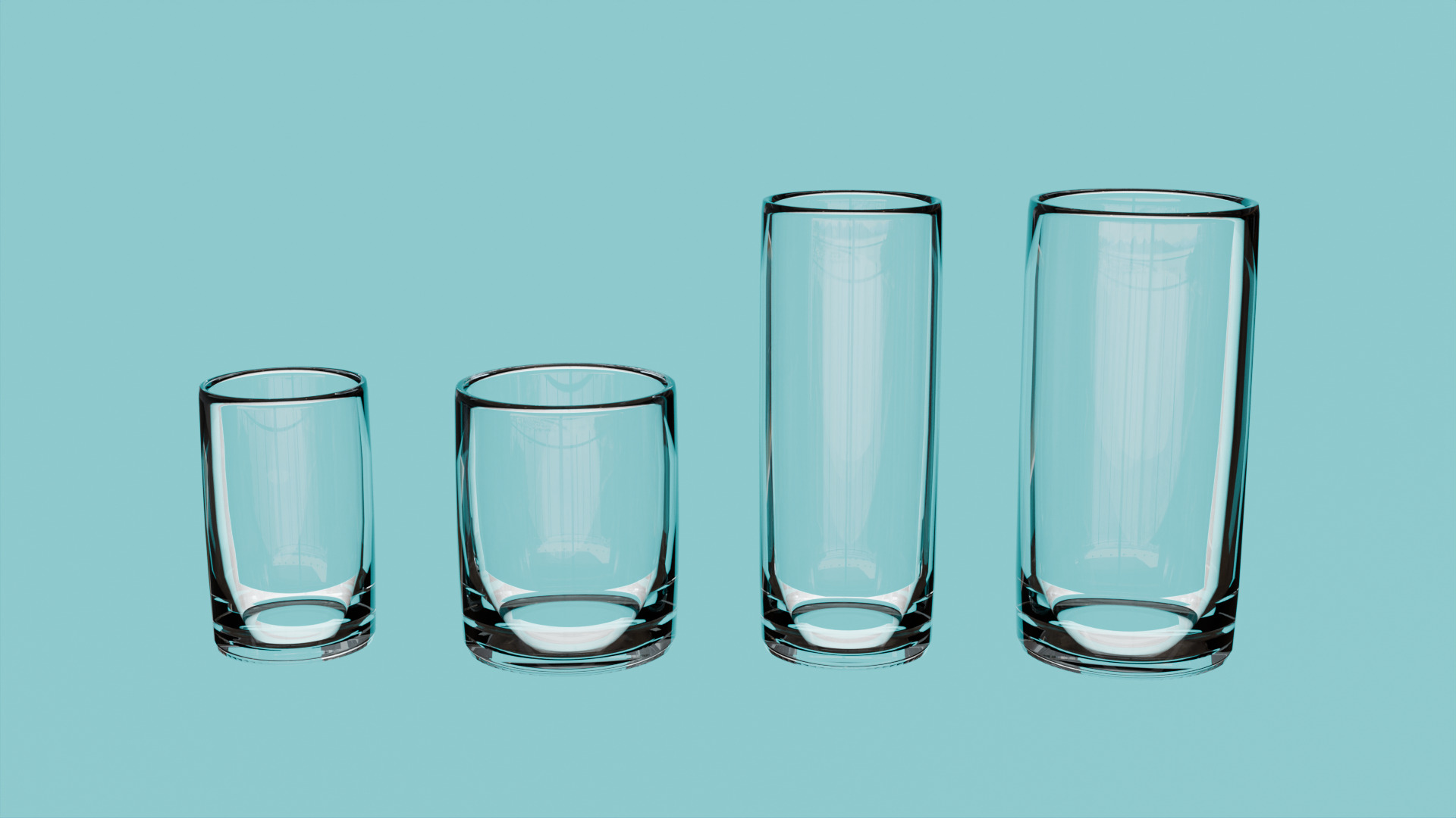 4 Glass Cups Collection - High Poly PBR 3D model_1