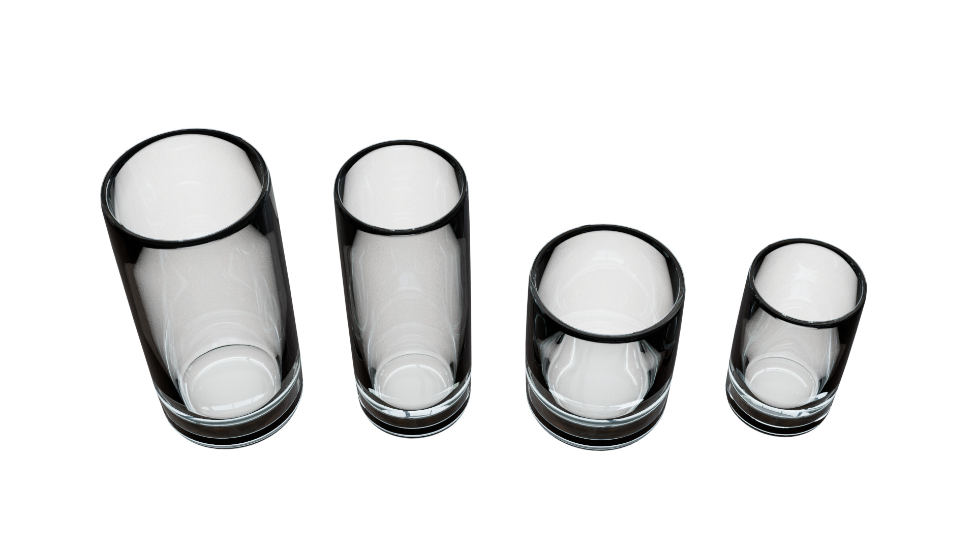 4 Glass Cups Collection - High Poly PBR 3D model_5