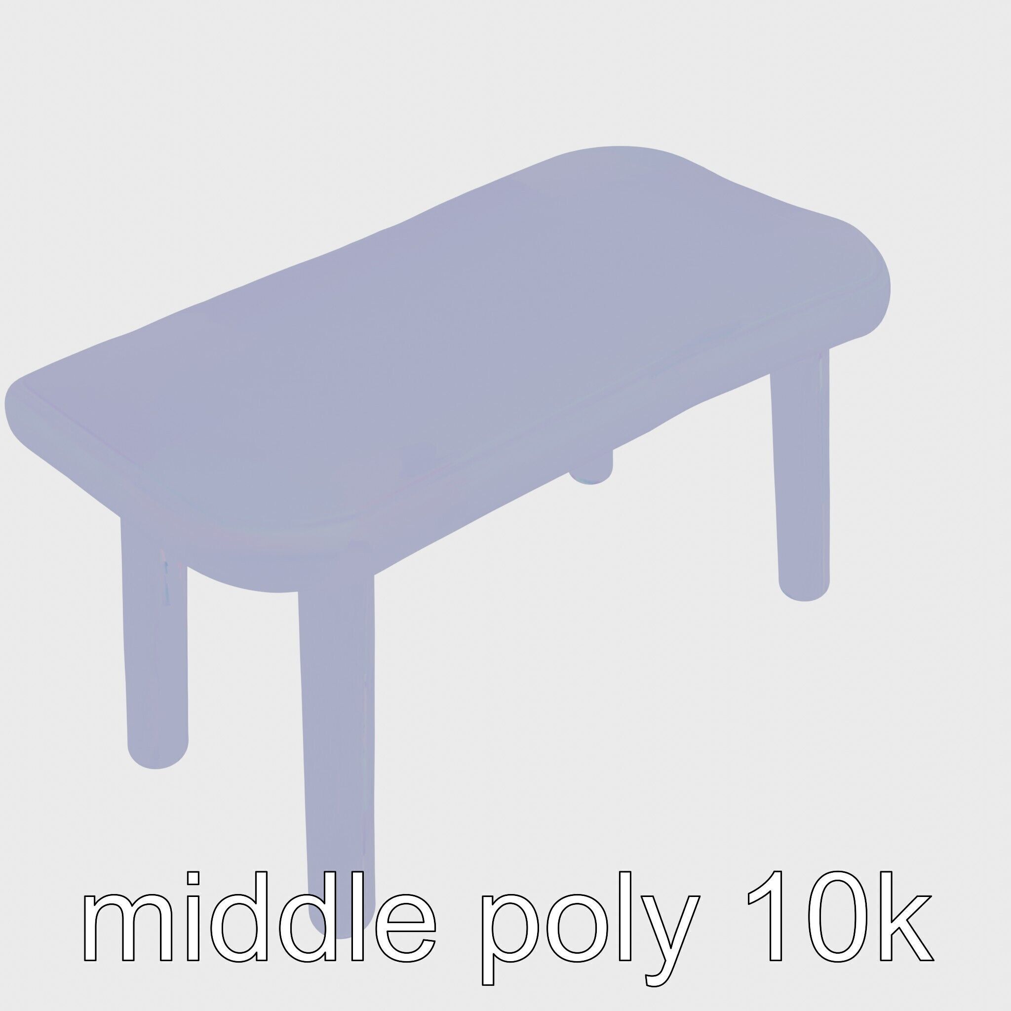 Clay Work Table with Rounded Edges for Cartoon Activities Low-poly 3D model_9