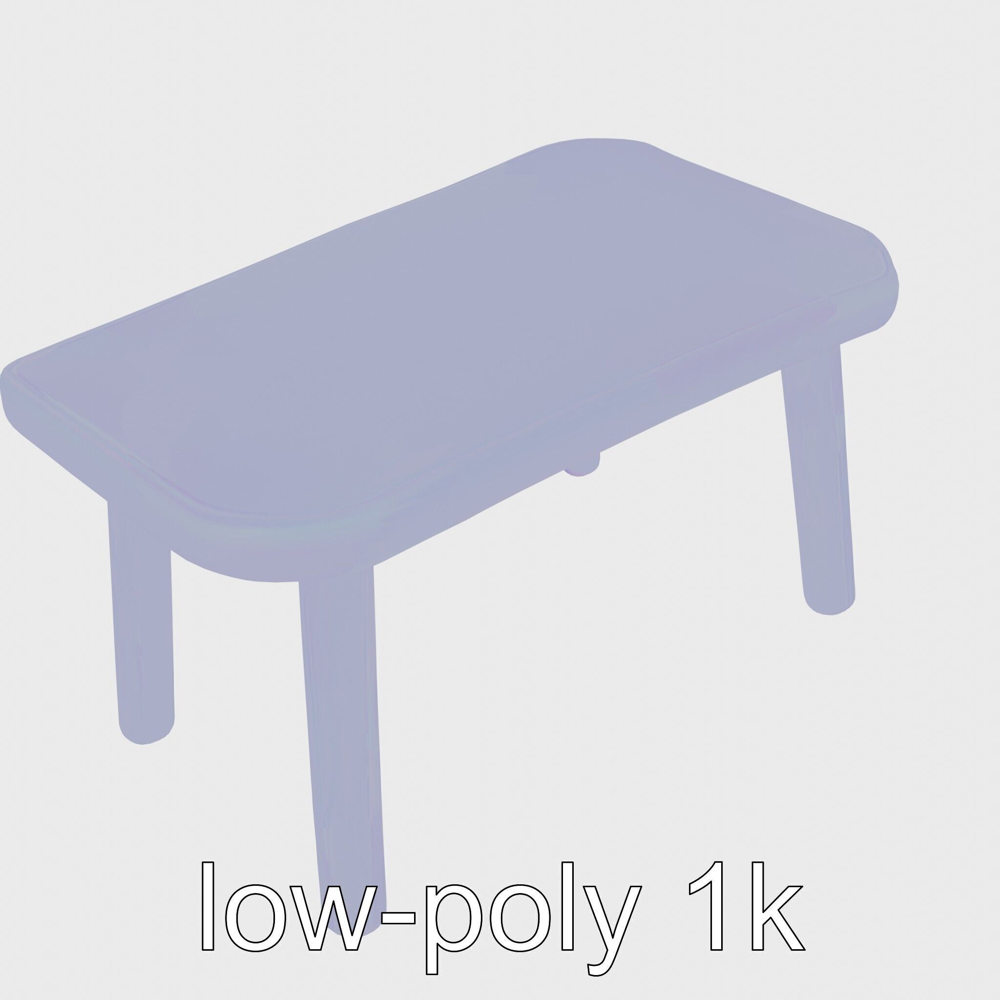 Clay Work Table with Rounded Edges for Cartoon Activities Low-poly 3D model_27