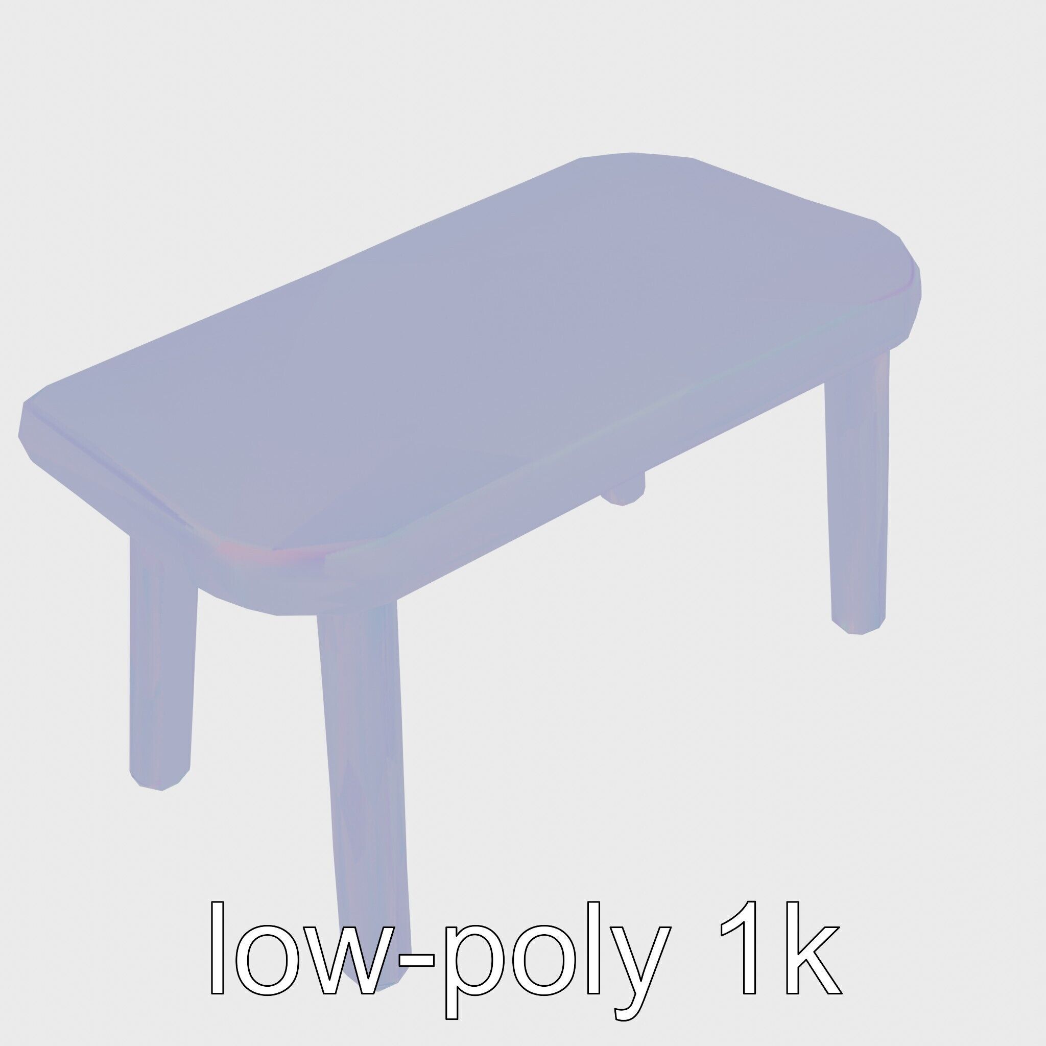 Clay Work Table with Rounded Edges for Cartoon Activities Low-poly 3D model_22