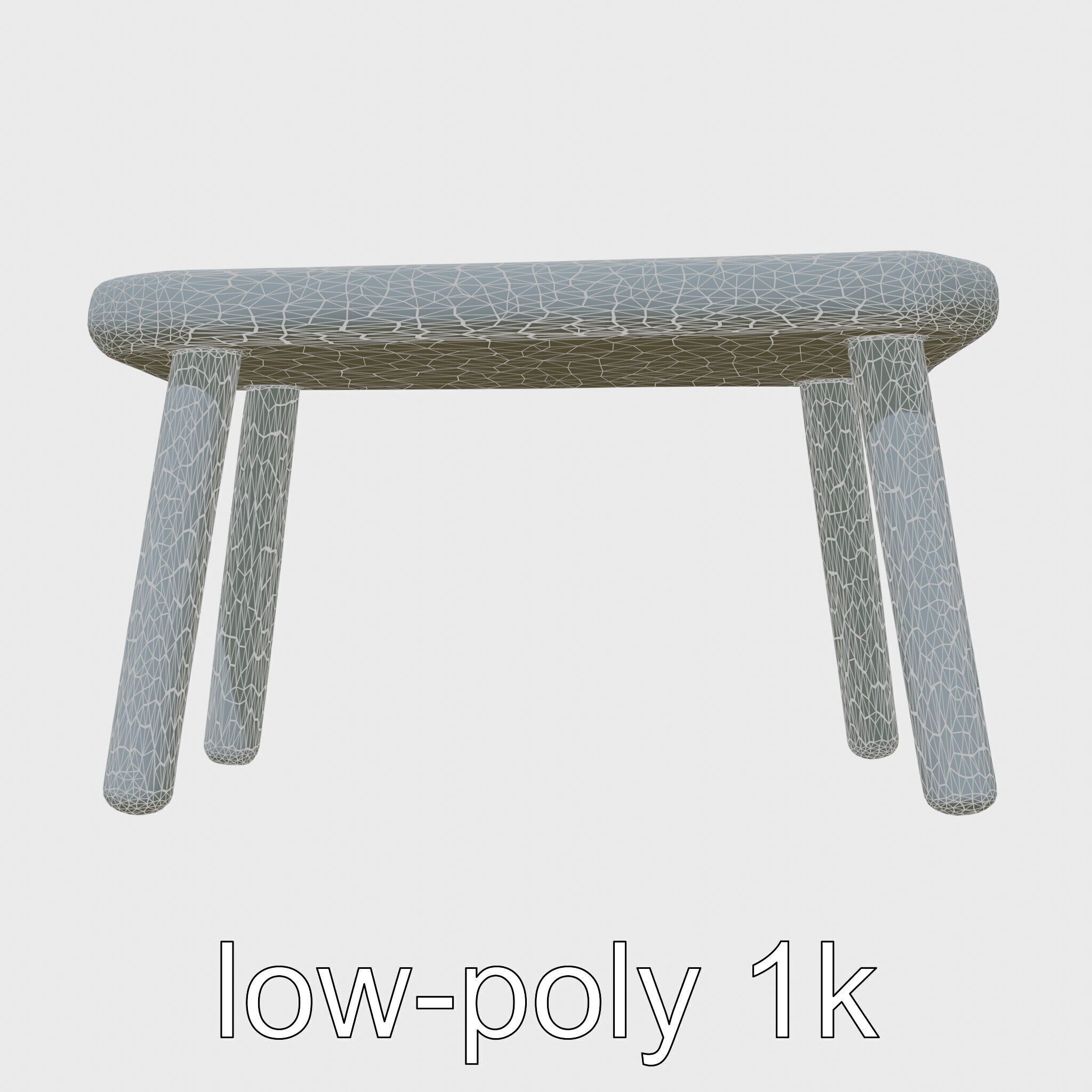 Clay Work Table with Rounded Edges for Cartoon Activities Low-poly 3D model_23