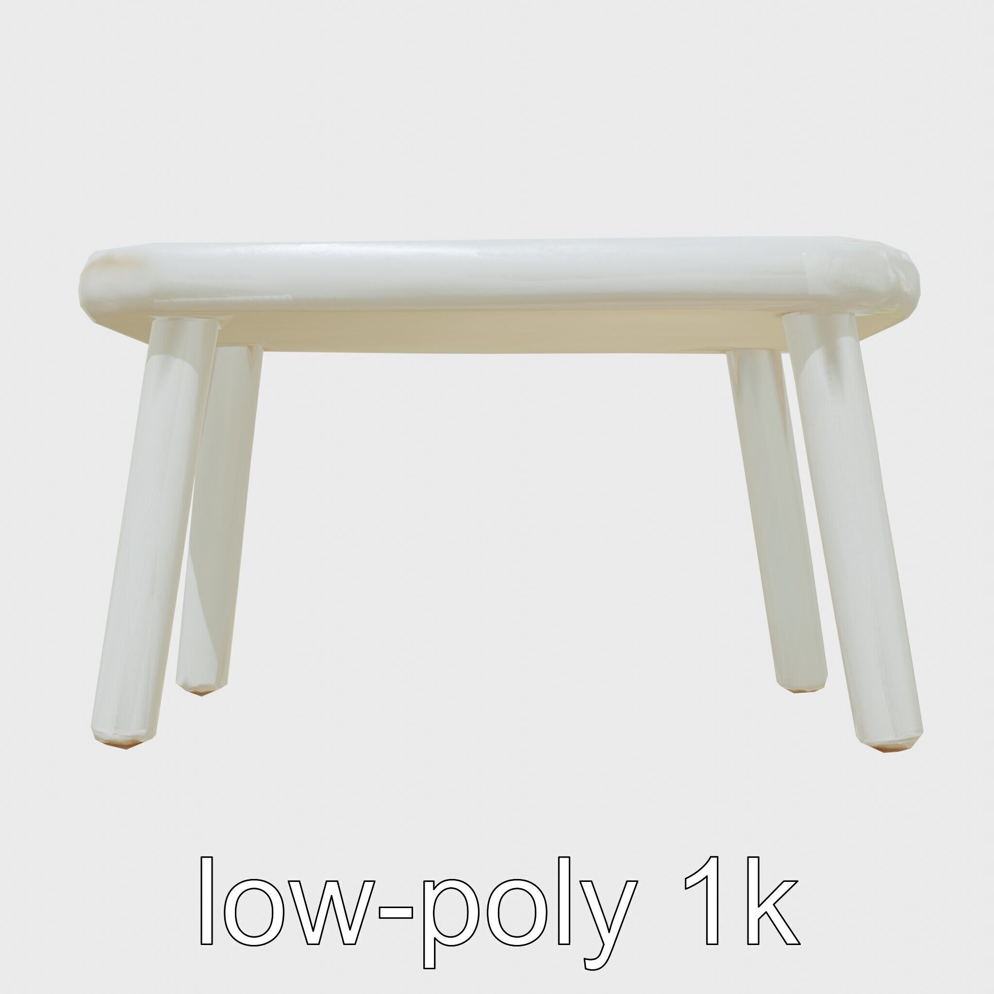 Clay Work Table with Rounded Edges for Cartoon Activities Low-poly 3D model_14