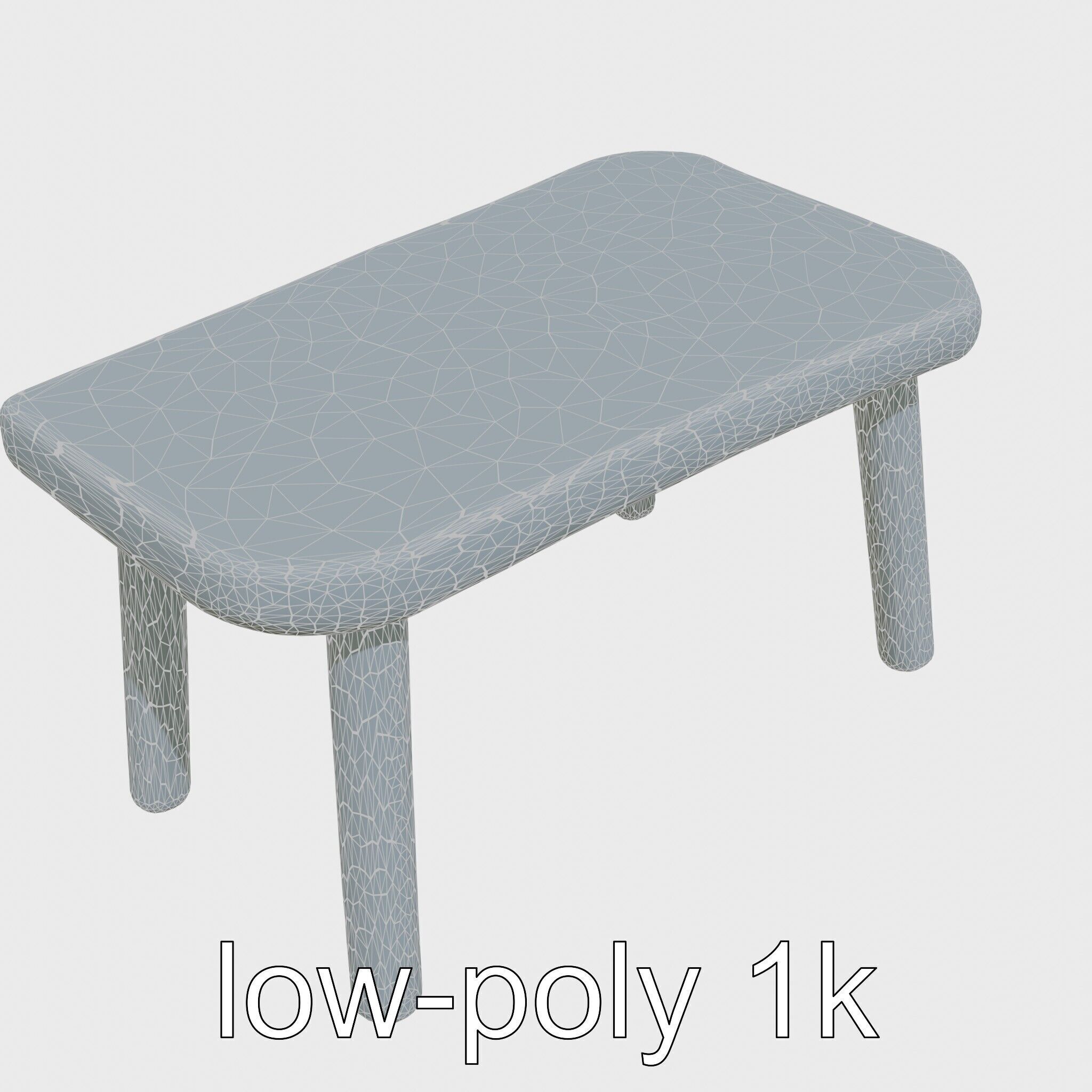 Clay Work Table with Rounded Edges for Cartoon Activities Low-poly 3D model_4