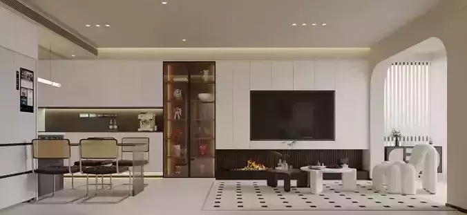 Modern living and dining room