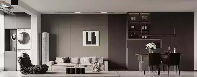 Modern living and dining room