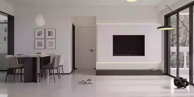 Modern living and dining room
