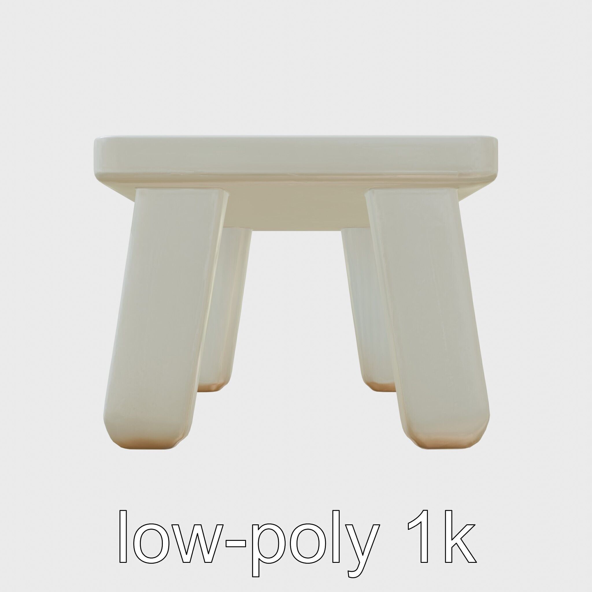 Clay Table with Smooth Edges for Interactive Gameplay Low-poly 3D model_7