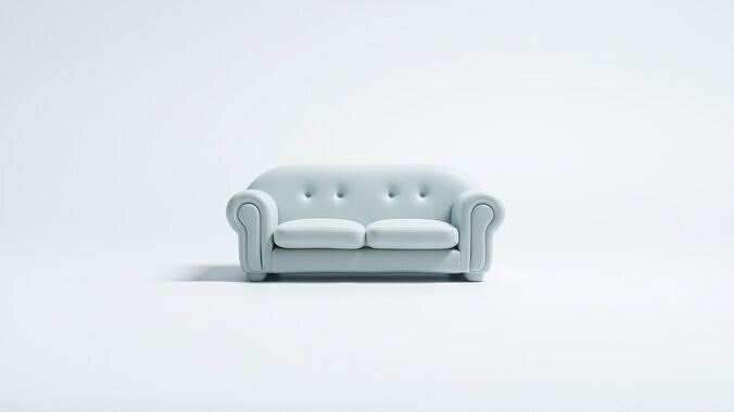 Cartoon Miniature Sofa Model with Round Shapes Low-poly 3D model 4