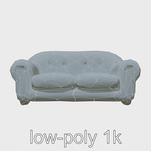Cartoon Miniature Sofa Model with Round Shapes Low-poly 3D model 3