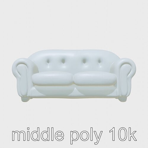 Cartoon Miniature Sofa Model with Round Shapes Low-poly 3D model 2