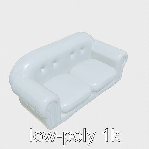 Cartoon Miniature Sofa Model with Round Shapes Low-poly 3D model 6