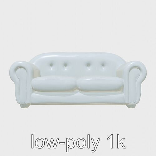 Cartoon Miniature Sofa Model with Round Shapes Low-poly 3D model 7
