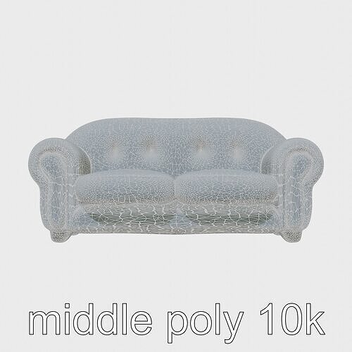 Cartoon Miniature Sofa Model with Round Shapes Low-poly 3D model