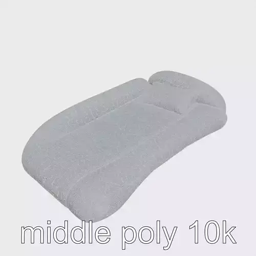 Clay Sculpted Bed with Round Edges Low-poly 3D model