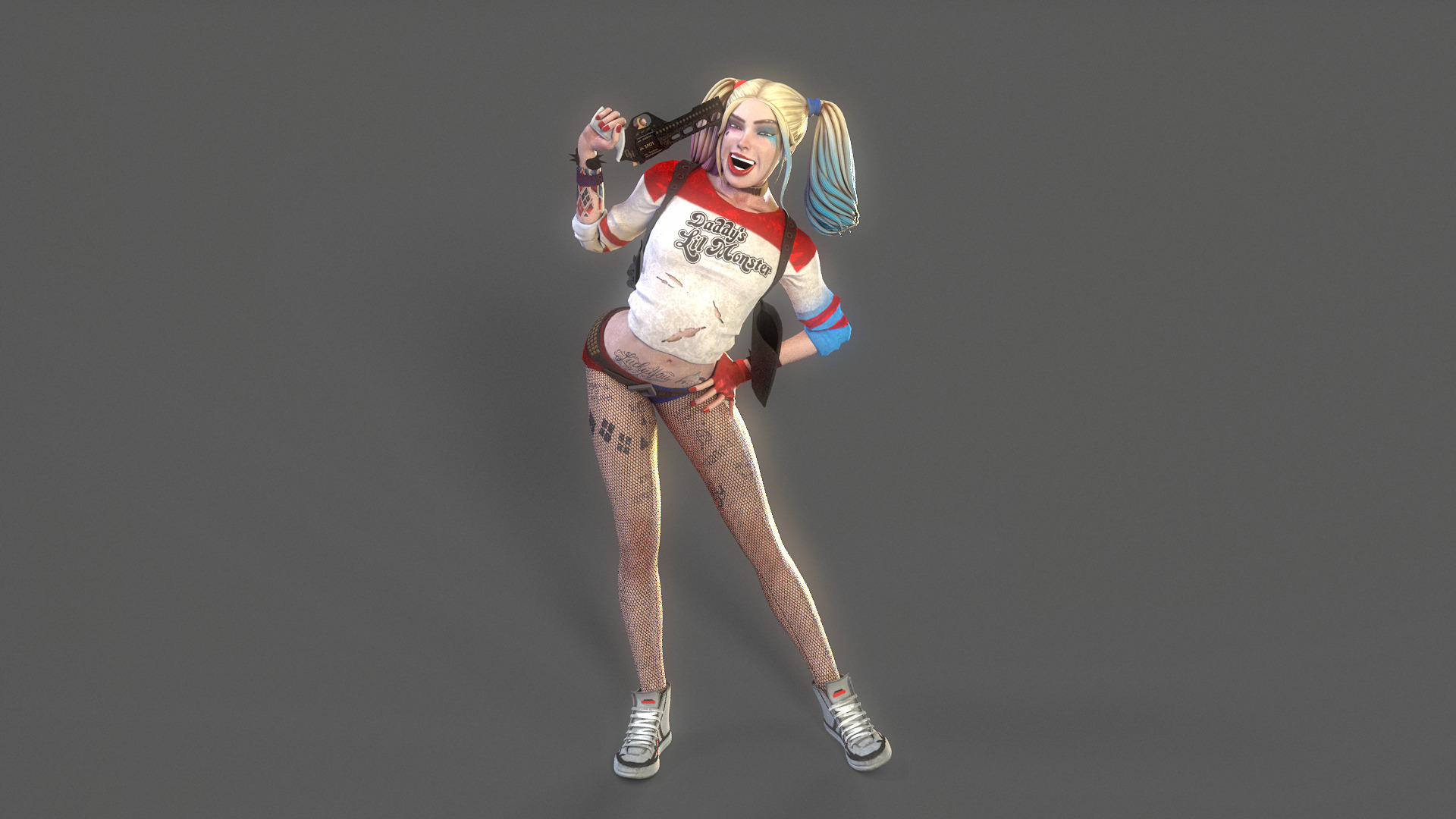 Harley Quinn Rig Low-poly 3D model_3