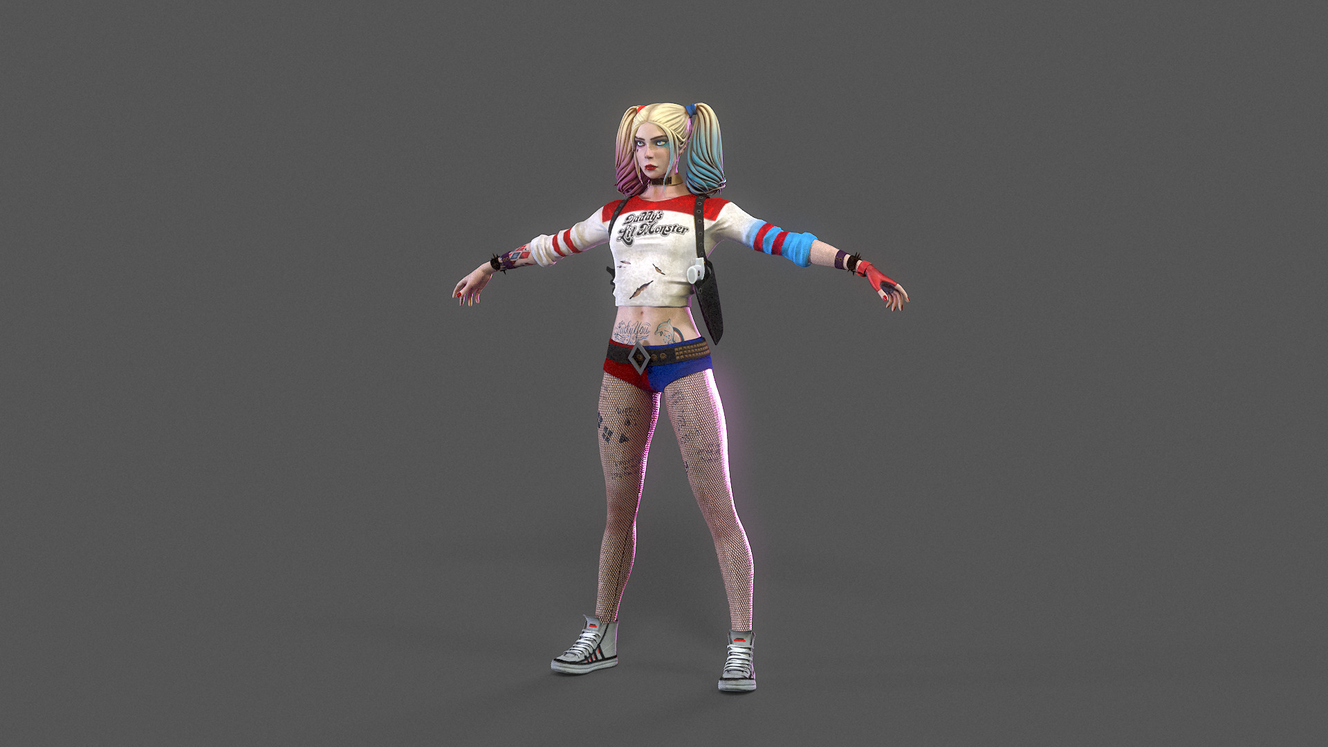Harley Quinn Rig Low-poly 3D model_5