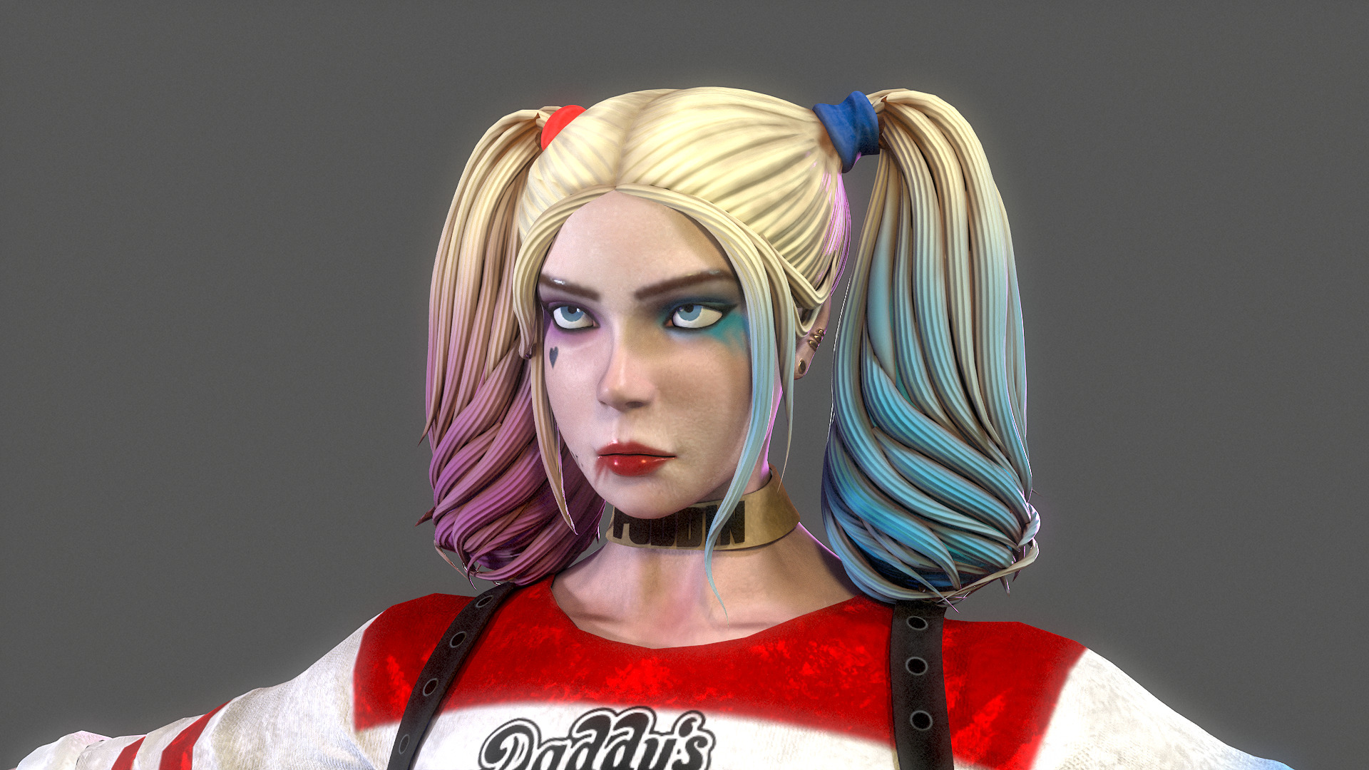 Harley Quinn Rig Low-poly 3D model_7