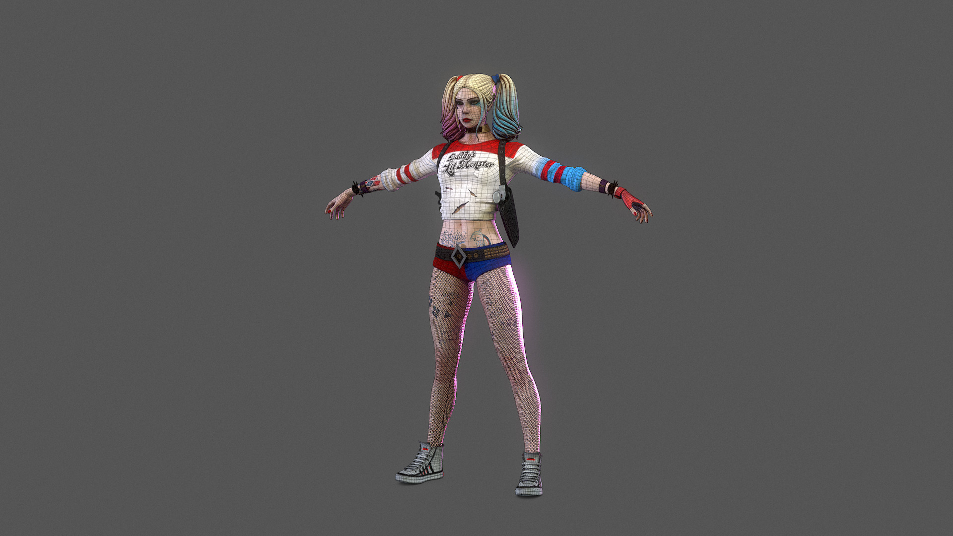 Harley Quinn Rig Low-poly 3D model_8