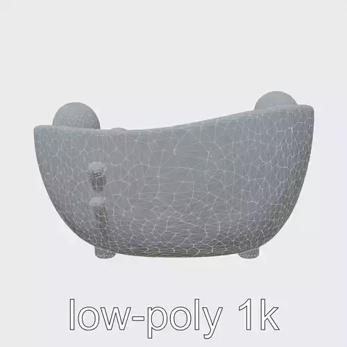 Cartoon Bathtub with Bubbles and Rounded Shape Low-poly 3D model
