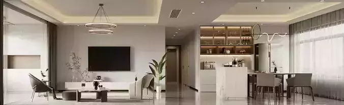 Modern living and dining room