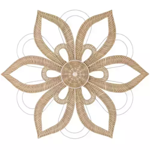Olivia May Rattan Floral Daisy Wall Decor with Metal Wire Brown
