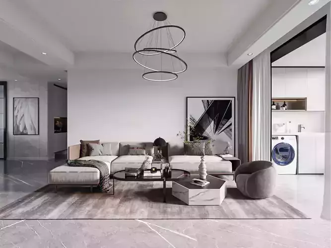 Modern living and dining room