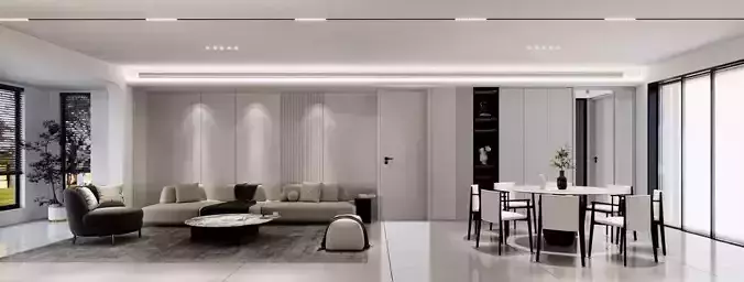 Modern living and dining room