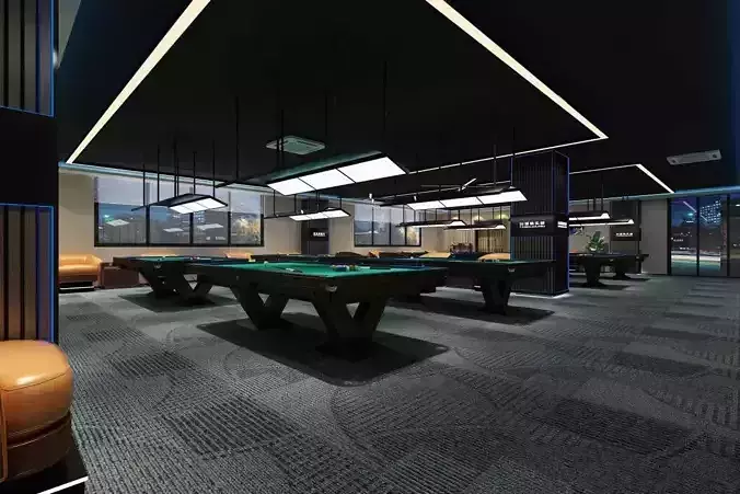 Technology style billiards hall