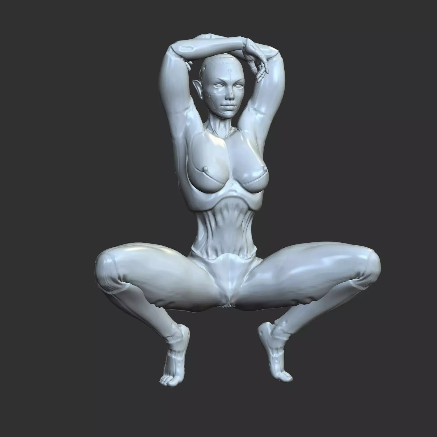 Nude Half-Robot Girl Erotic Sitting Pose STL 3D print model