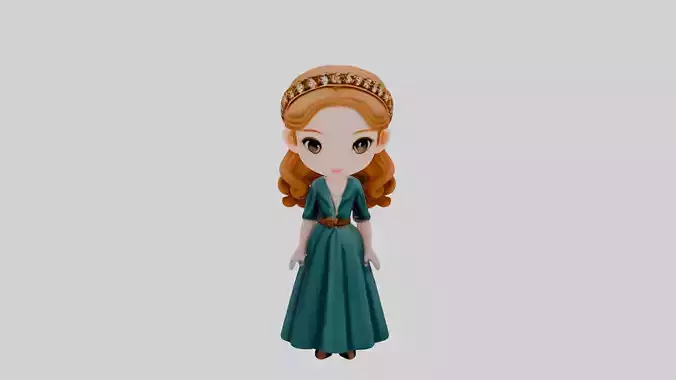 little girl caricatured  Low-poly 3D model