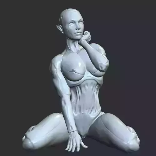 Fantasy AI Girl with Exposed Circuits Lewd STL 3D print model